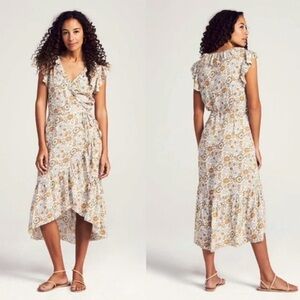 Faherty Carmen Wrap Dress flutter ruffles small - like new